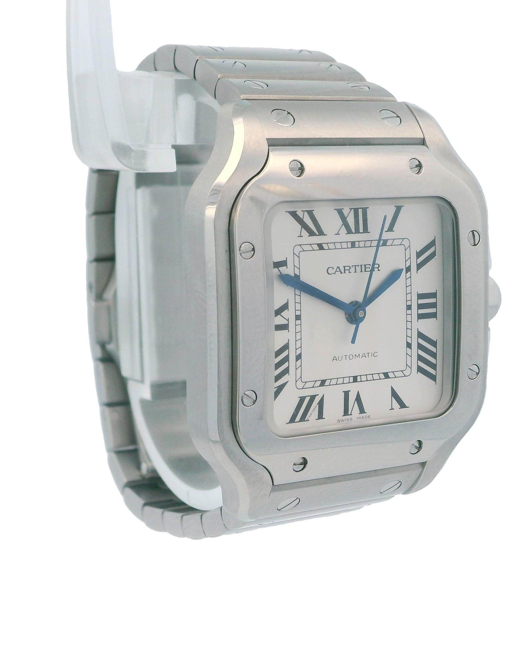 Cartier Santos WSSA0029 MidSize Stainless Steel Watch & Box