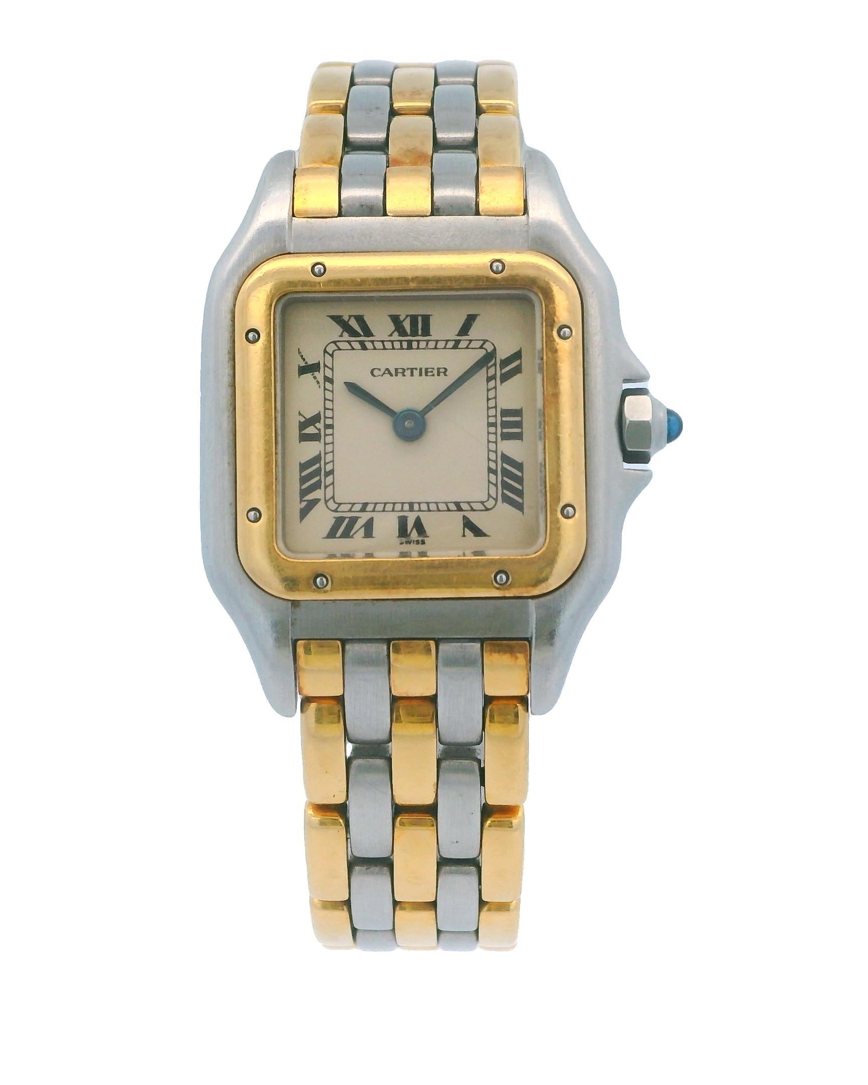 Cartier Panthere Small Three Row 18K Gold & Stainless Steel Watch