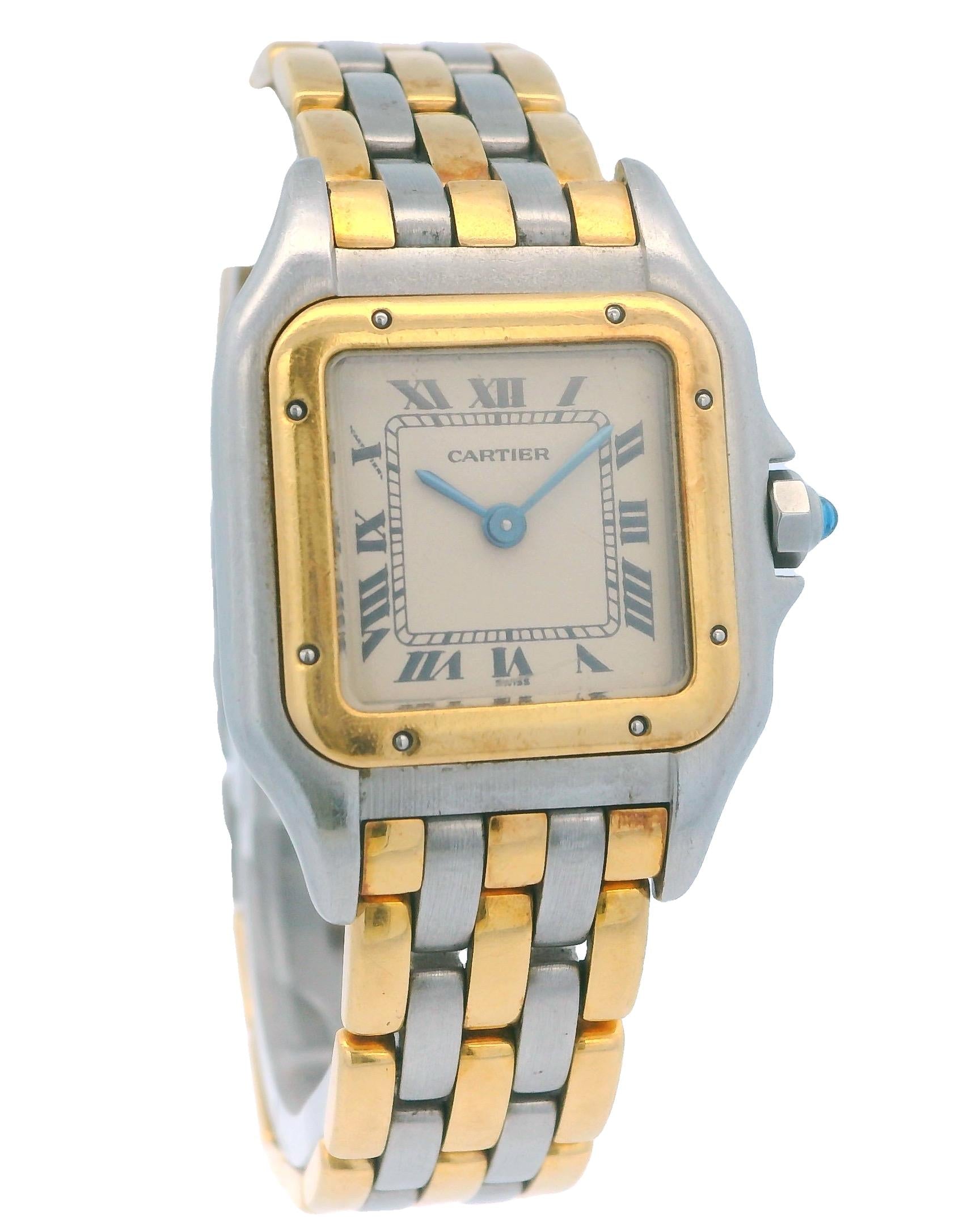 Cartier Panthere Small Three Row 18K Gold & Stainless Steel Box & Papers