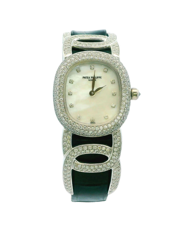 Patek Philippe Ellipse 4832 18K White Gold Pave MOP Dial Box & Papers