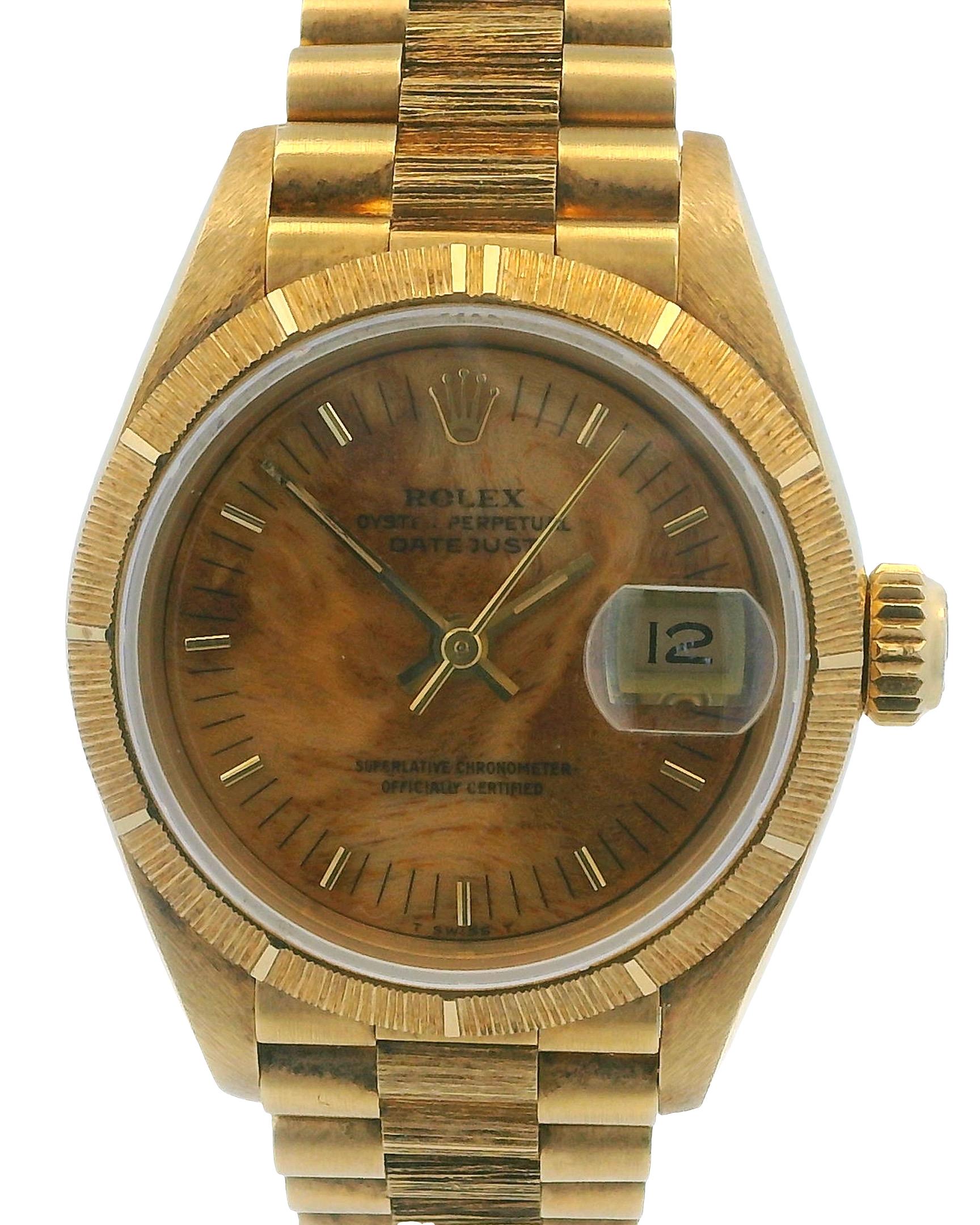Rolex Datejust 69278 Birchwood Dial Bark Finish Watch Box & Papers