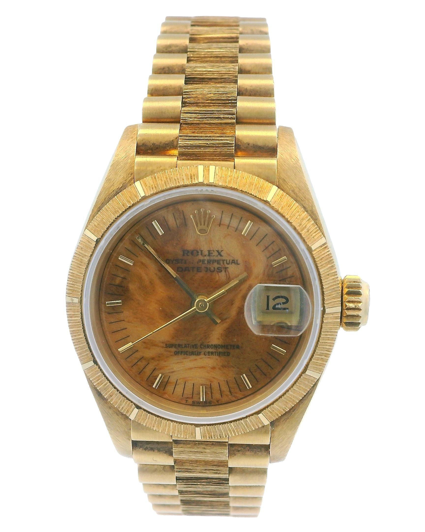 Rolex Datejust 69278 Birchwood Dial Bark Finish Watch Box & Papers
