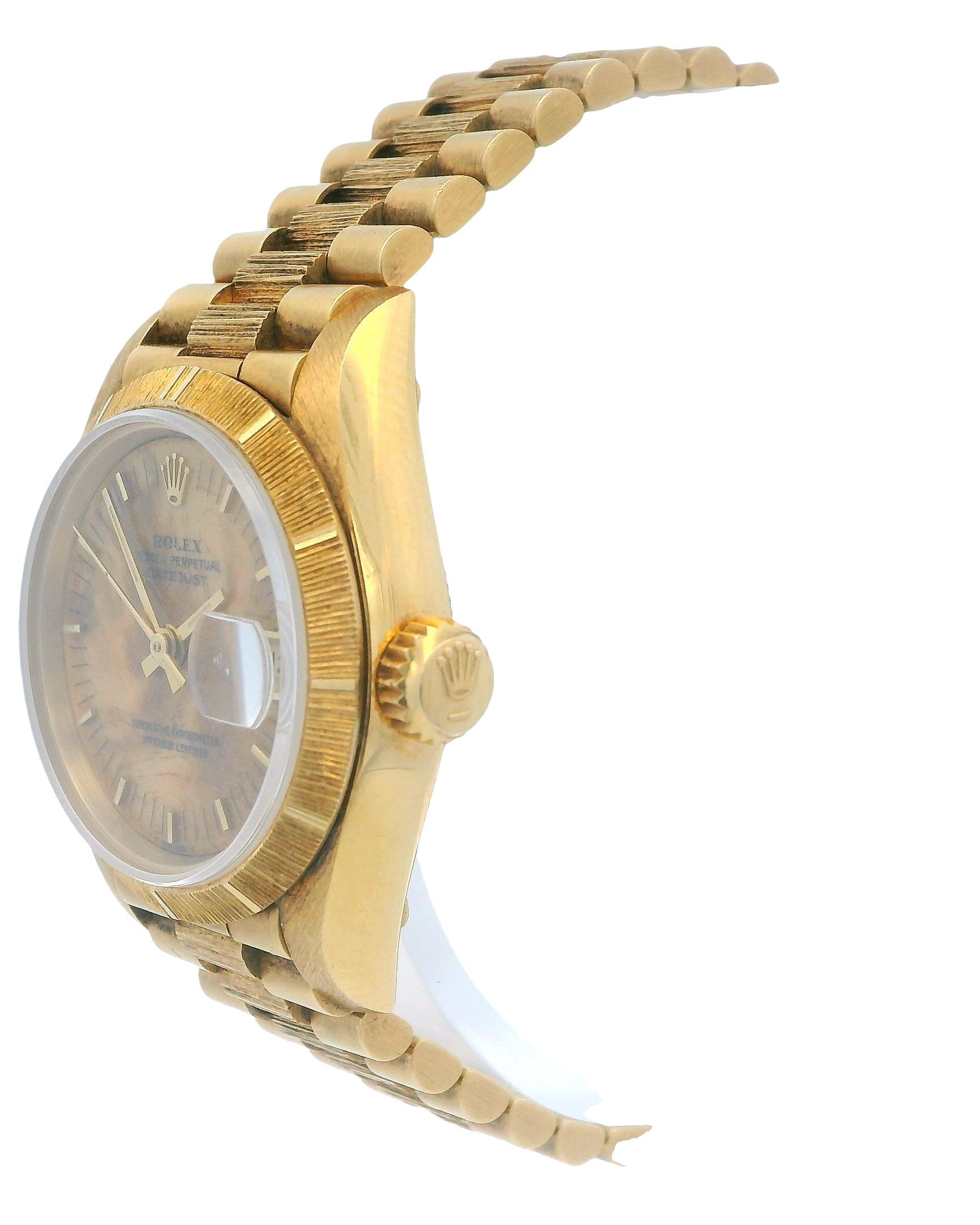 Rolex Datejust 69278 Birchwood Dial Bark Finish Watch Box & Papers