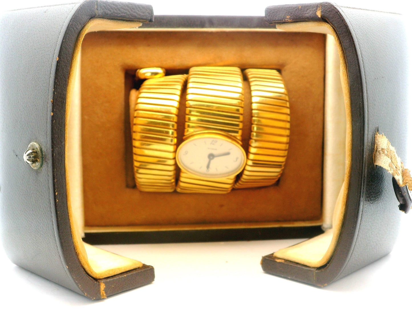 Bvlgari tubogas backwind central e/w oval watch tapered bracelet