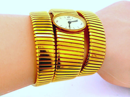 Bvlgari tubogas backwind central e/w oval watch tapered bracelet