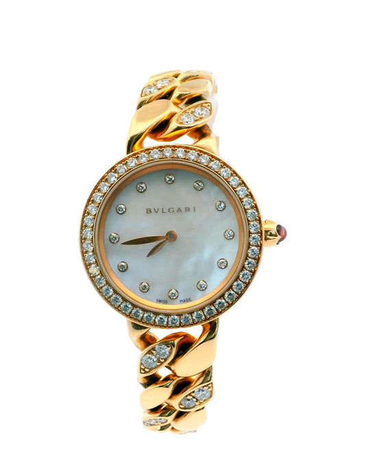 Bvlgari Catene MOP Diamond Dial & Partial Diamond Bracelet W/Papers