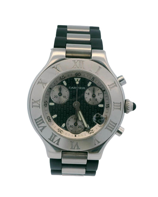 Cartier 21 Chronoscaph Stainless Steel & Rubber Watch