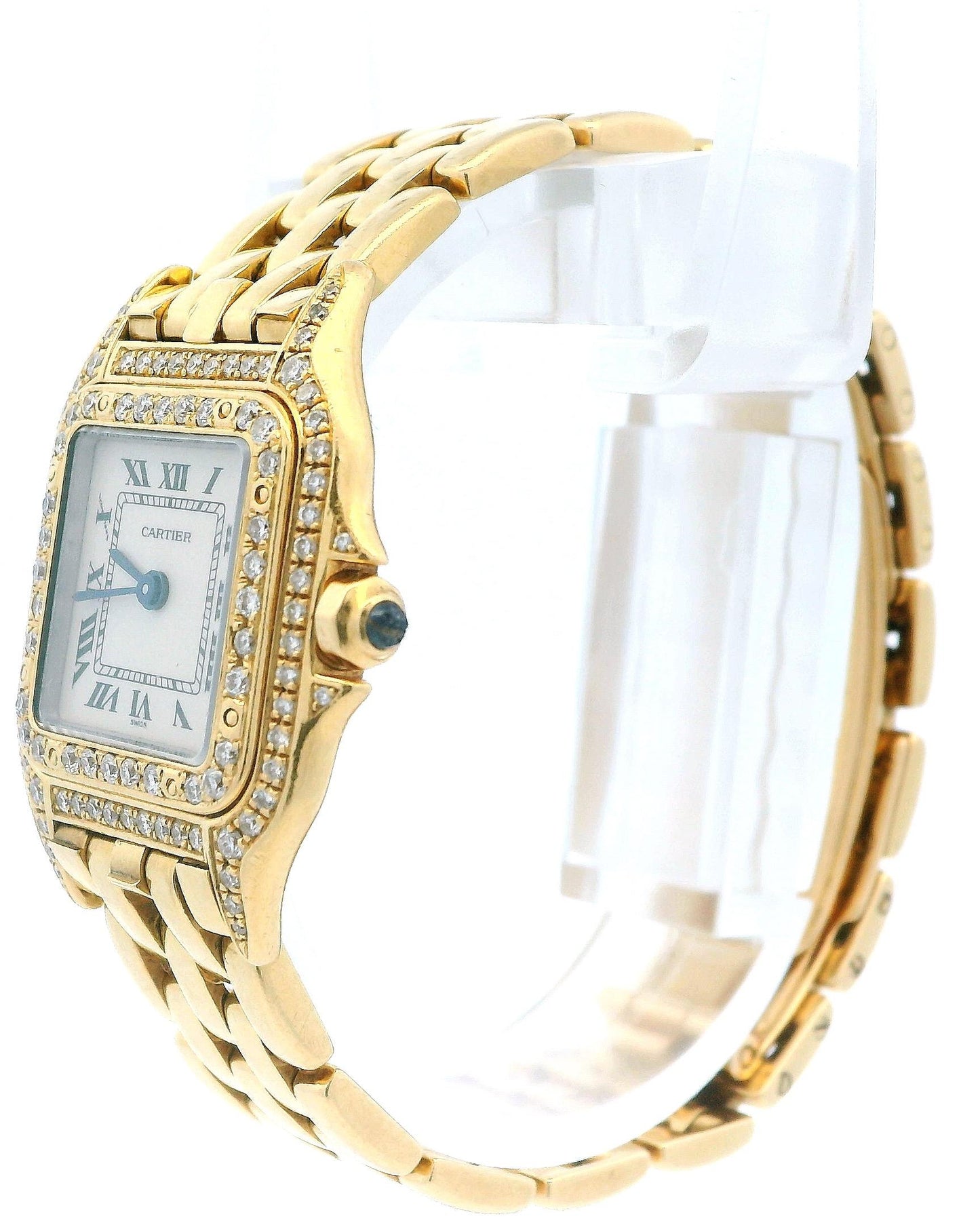 Cartier Panther 18K Yellow Gold Custom Diamond Case & Bezel Small Model