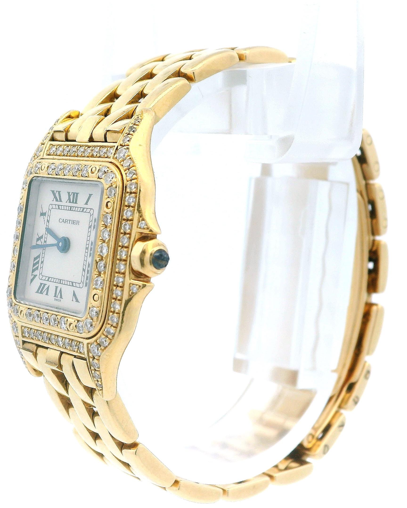 Cartier Panther 18K Yellow Gold Custom Diamond Case & Bezel Small Model
