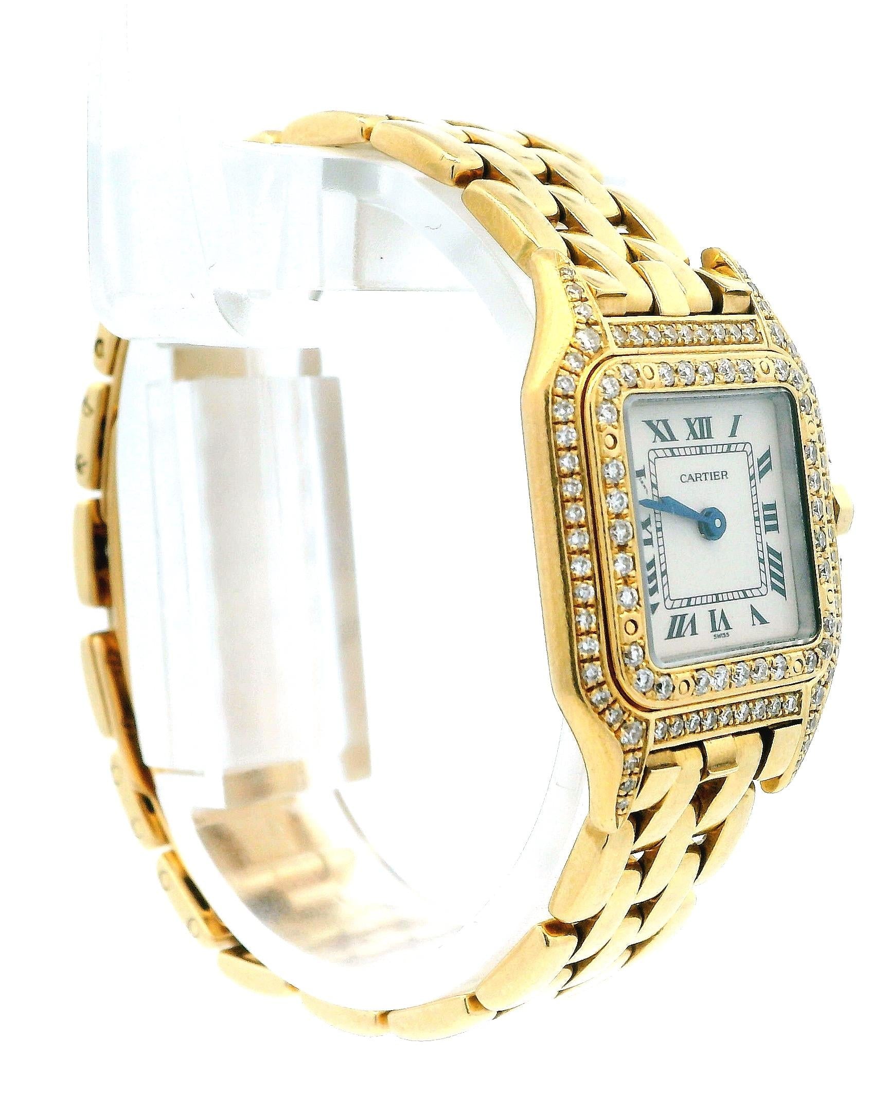 Cartier Panther 18K Yellow Gold Custom Diamond Case & Bezel Small Model