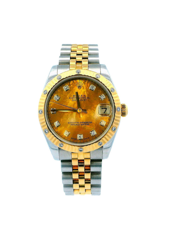 Rolex 178313 Midsize Yellow Gold Steel MOP Diamond Ladies Watch Box & Papers