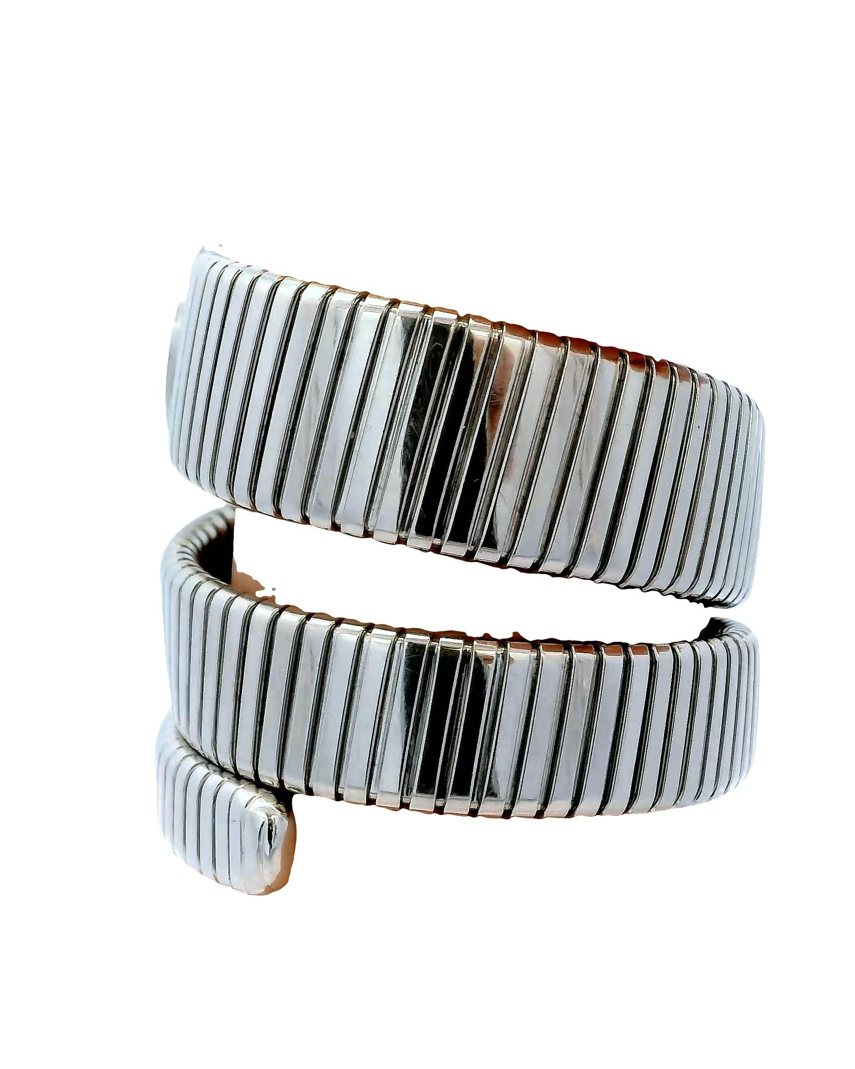 Bvlgari Tubogas 18K White Gold W/Jaeger-LeCoultre Movement Vintage Watch