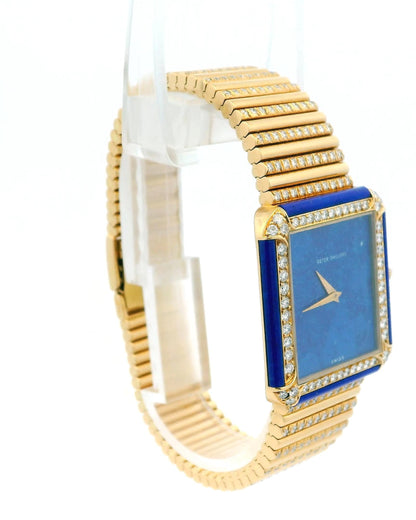 Patek Philippe 3727/3 Lapis Diamond Case Pave Bracelet Watch W/Archive
