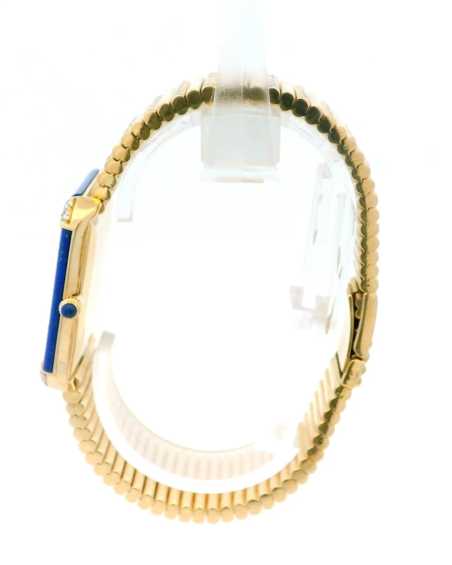 Patek Philippe 3727/3 Lapis Diamond Case Pave Bracelet Watch W/Archive