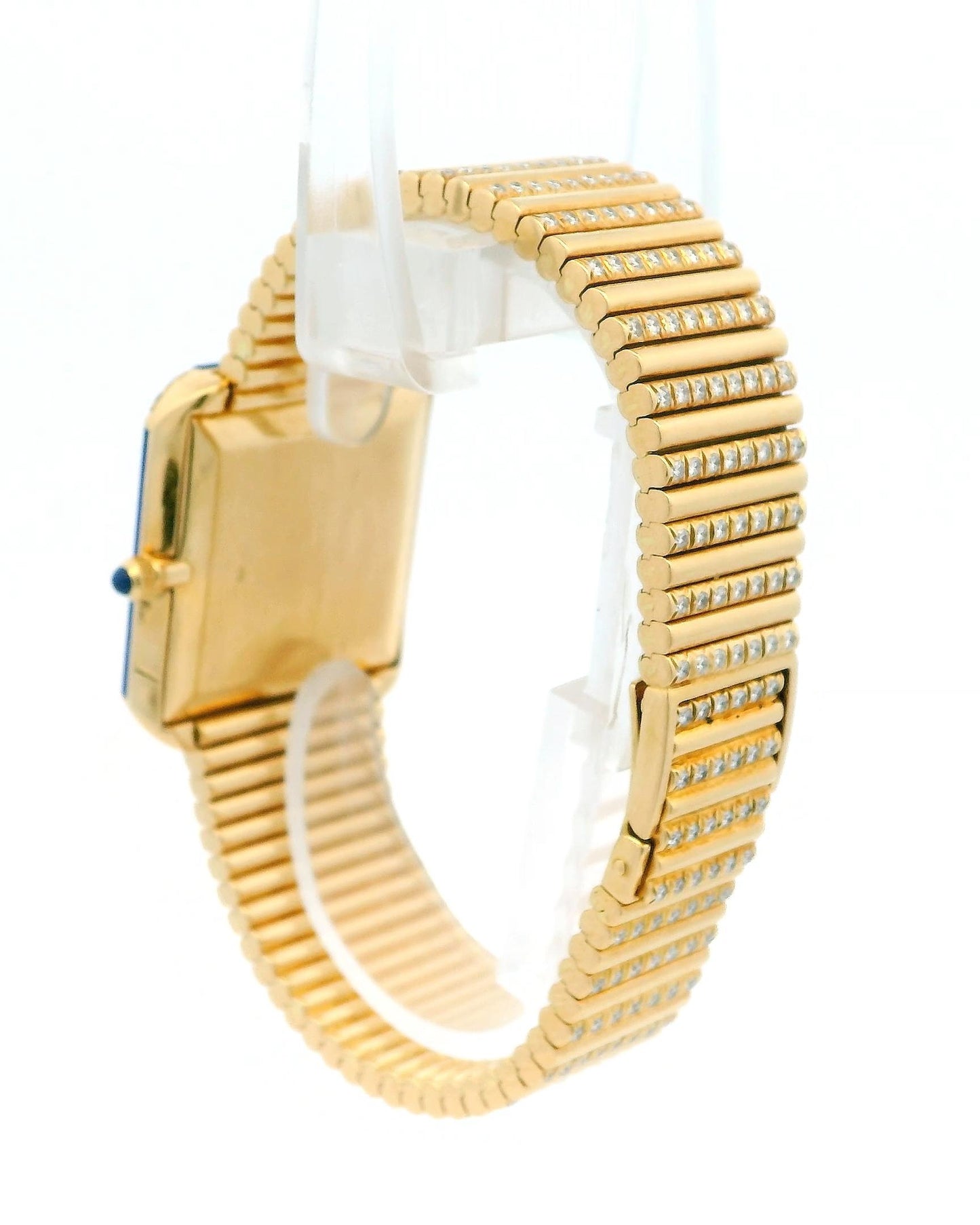 Patek Philippe 3727/3 Lapis Diamond Case Pave Bracelet Watch W/Archive