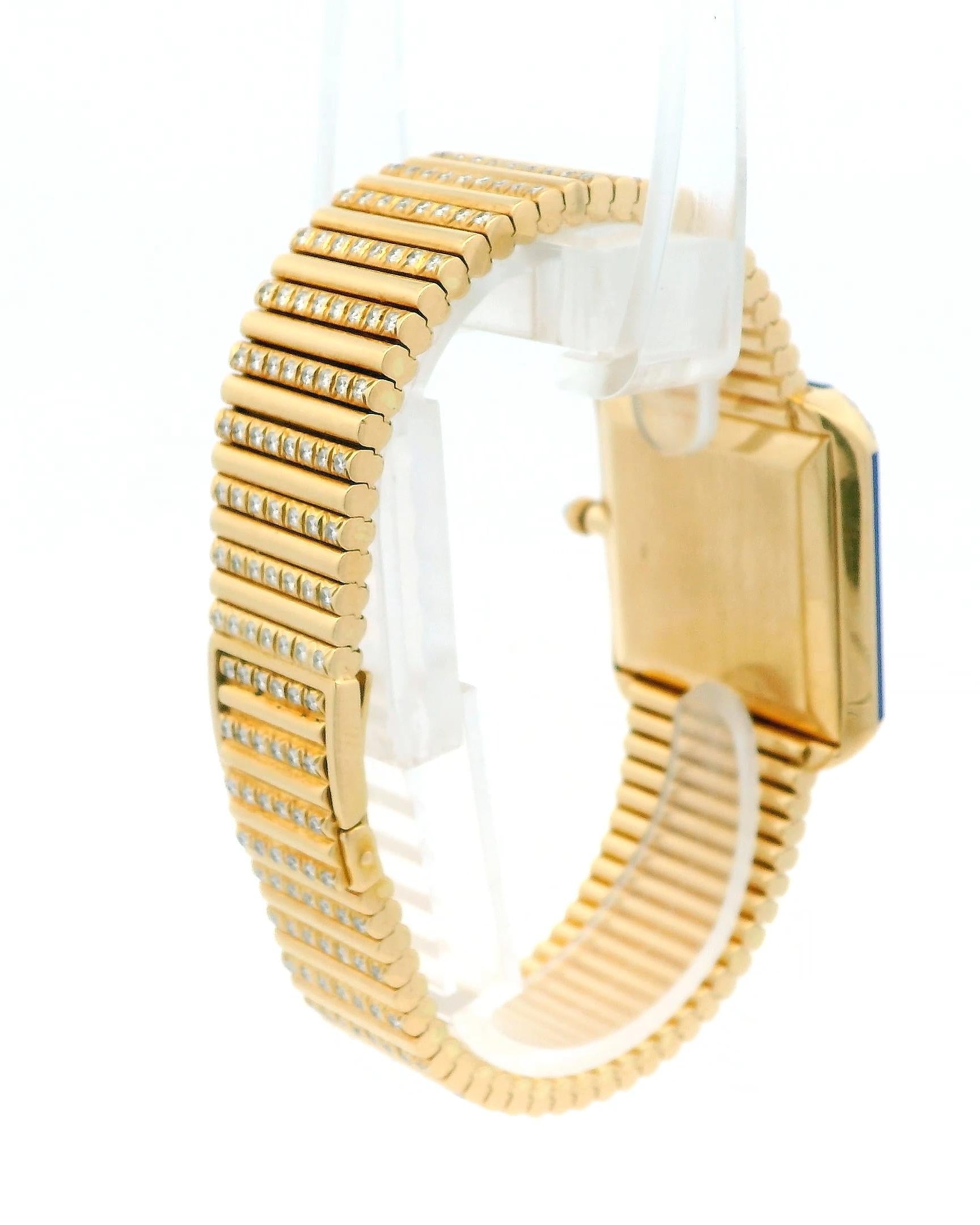 Patek Philippe 3727/3 Lapis Diamond Case Pave Bracelet Watch W/Archive