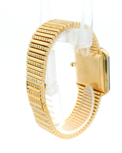 Patek Philippe 3727/3 Lapis Diamond Case Pave Bracelet Watch W/Archive