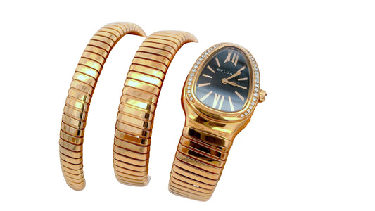 Bvlgari Serpenti Tubogas 18K Rose Gold Diamond Bezel W/Papers
