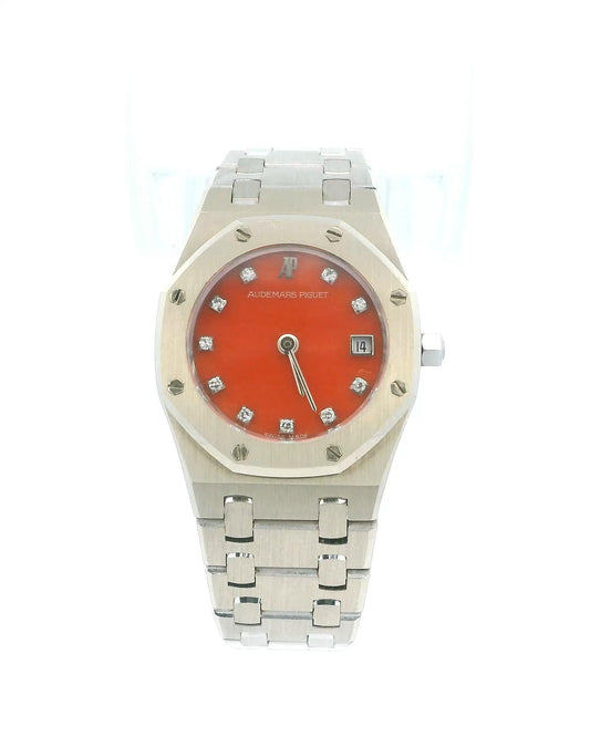Audemars Piguet Royal Oak 18K White Gold Coral Diamond Dial Ladies Watch