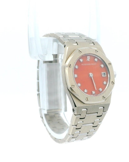 Audemars Piguet Royal Oak 18K White Gold Coral Diamond Dial Ladies Watch