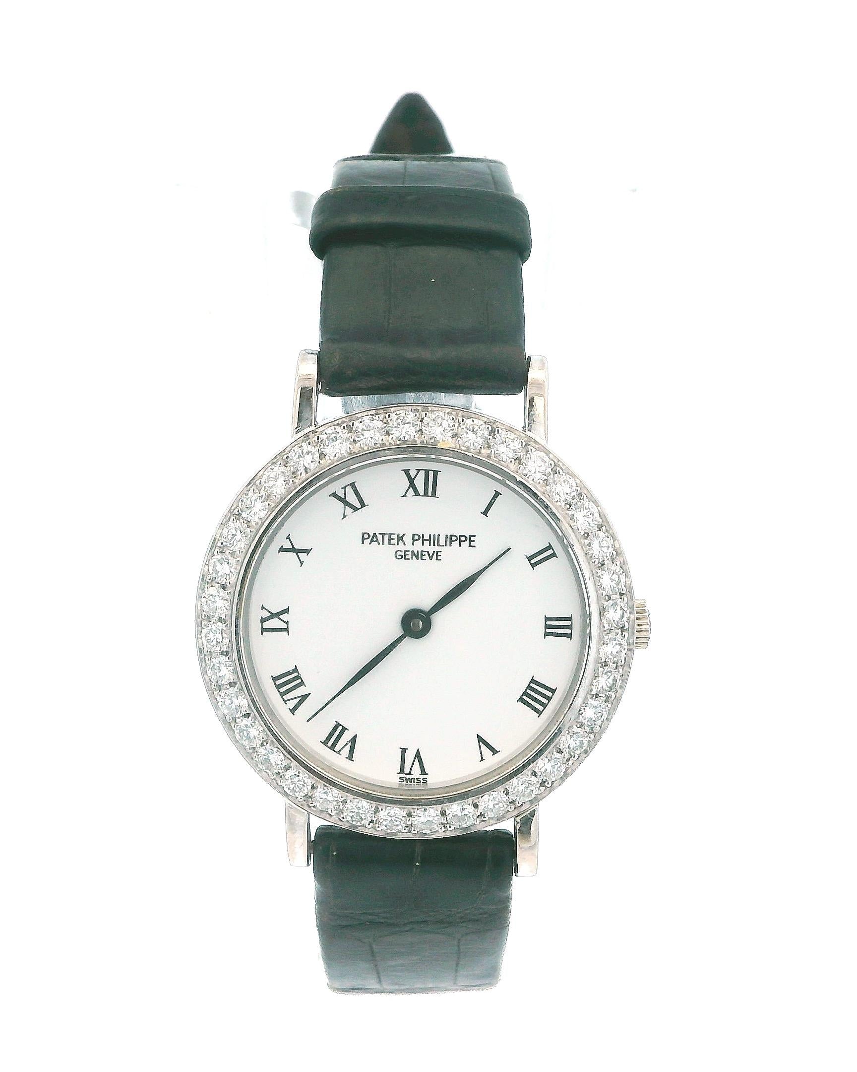 Patek Philippe Calatrave 4820 18K White Gold Diamond Bezel Ladies Watch