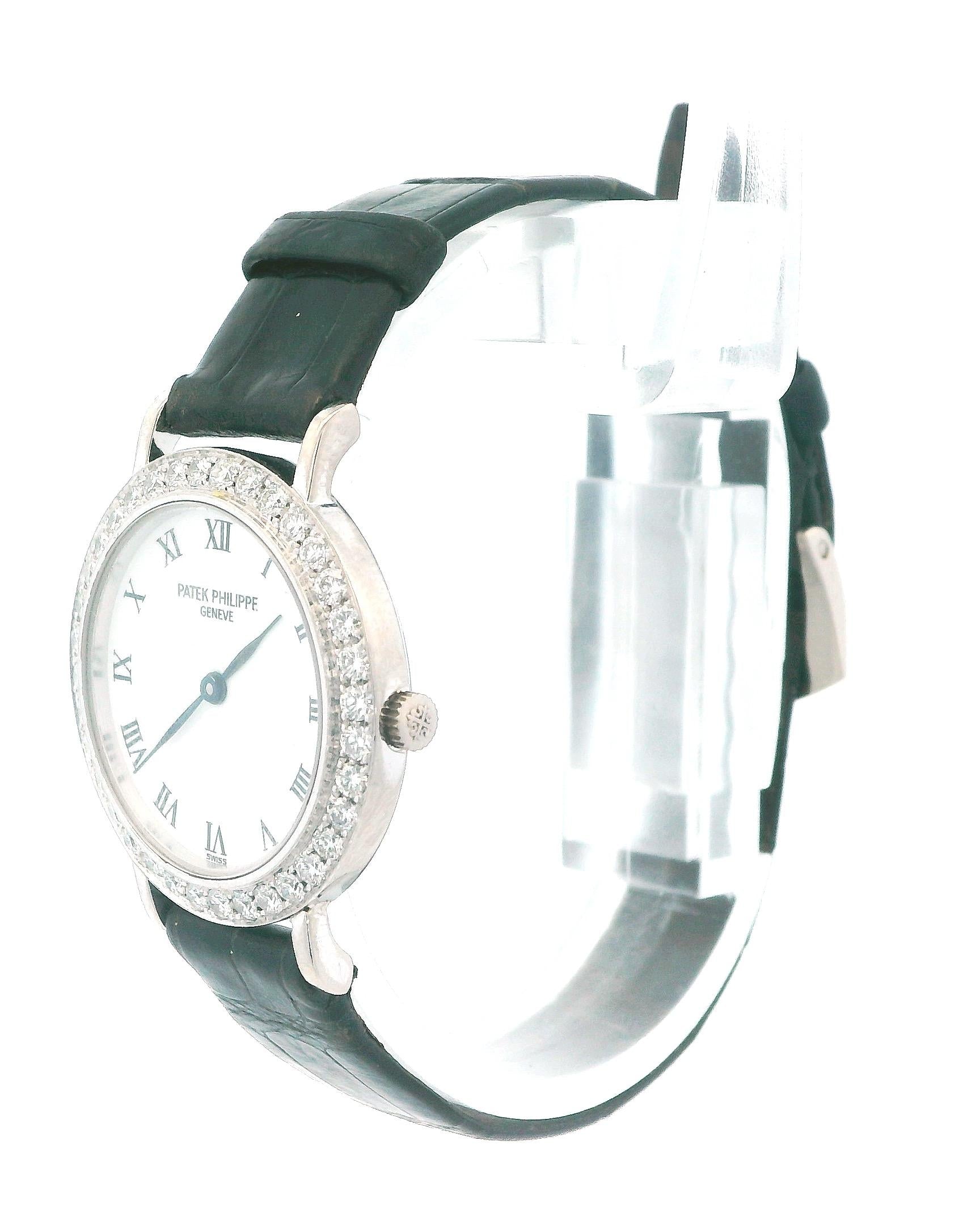Patek Philippe Calatrave 4820 18K White Gold Diamond Bezel Ladies Watch