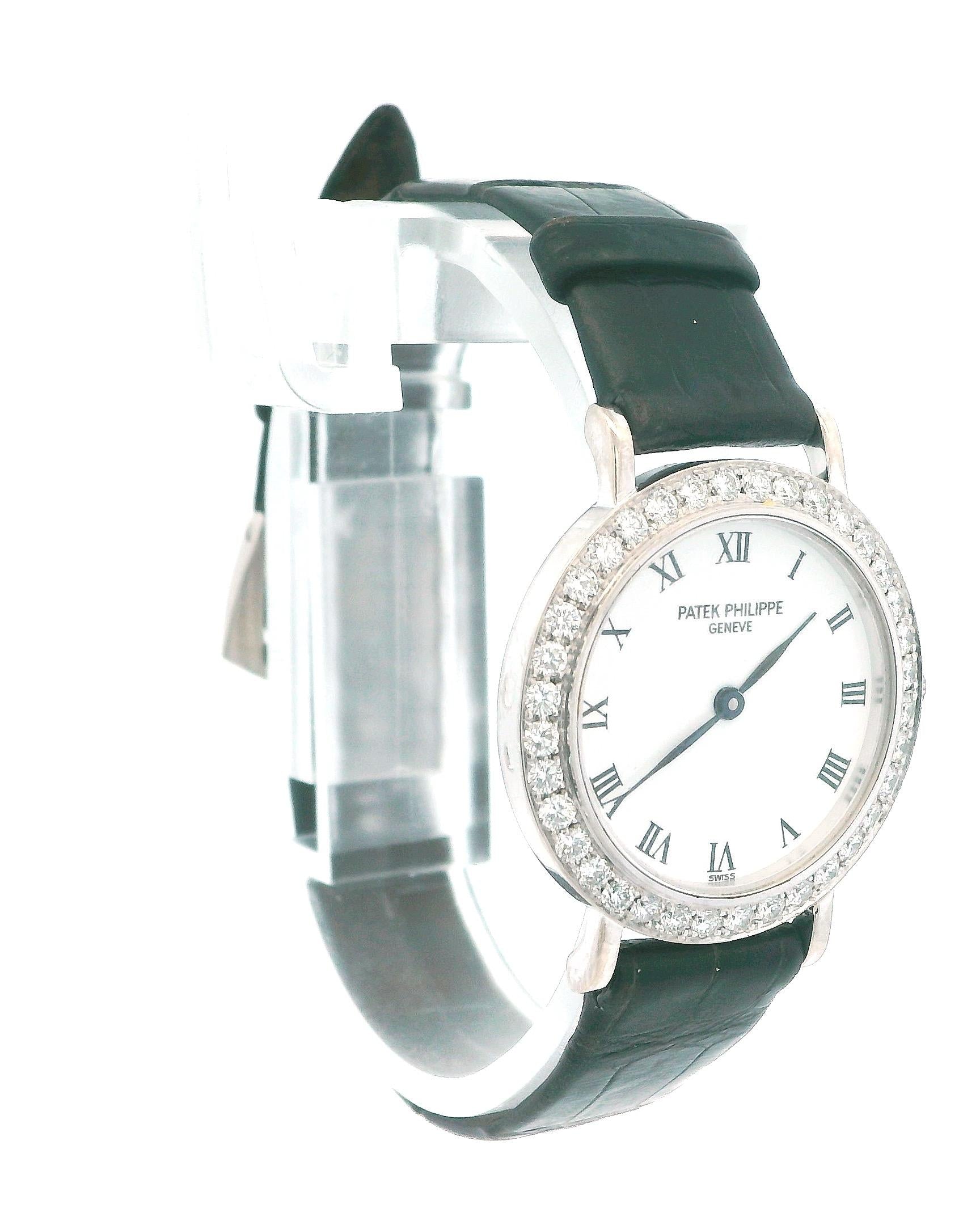 Patek Philippe Calatrave 4820 18K White Gold Diamond Bezel Ladies Watch