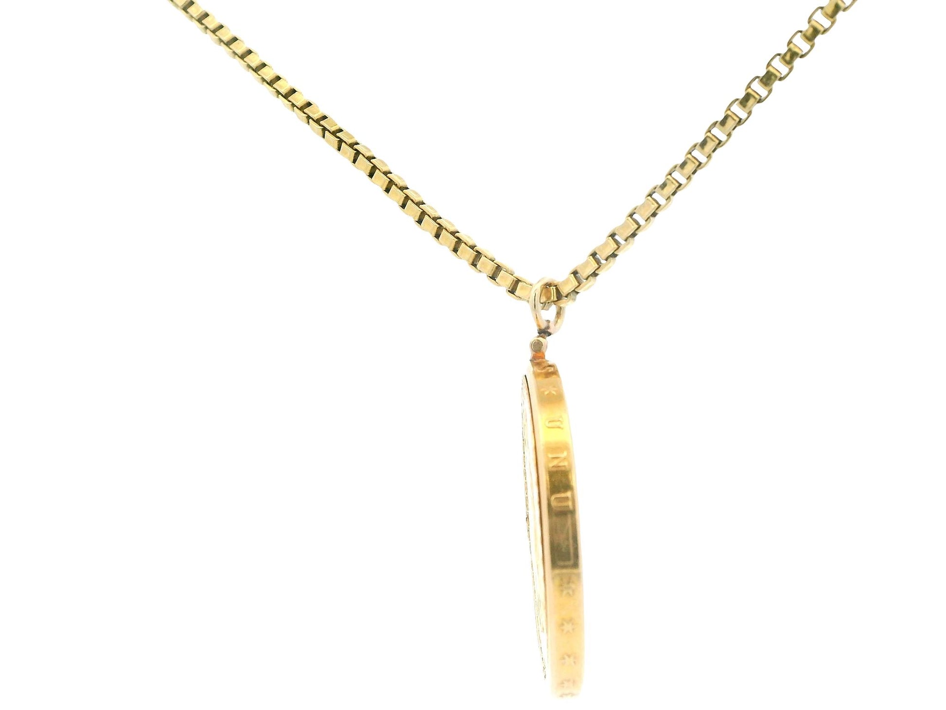 Gubelin $20 Coin Pend Watch on 18K Yellow Gold box-chain