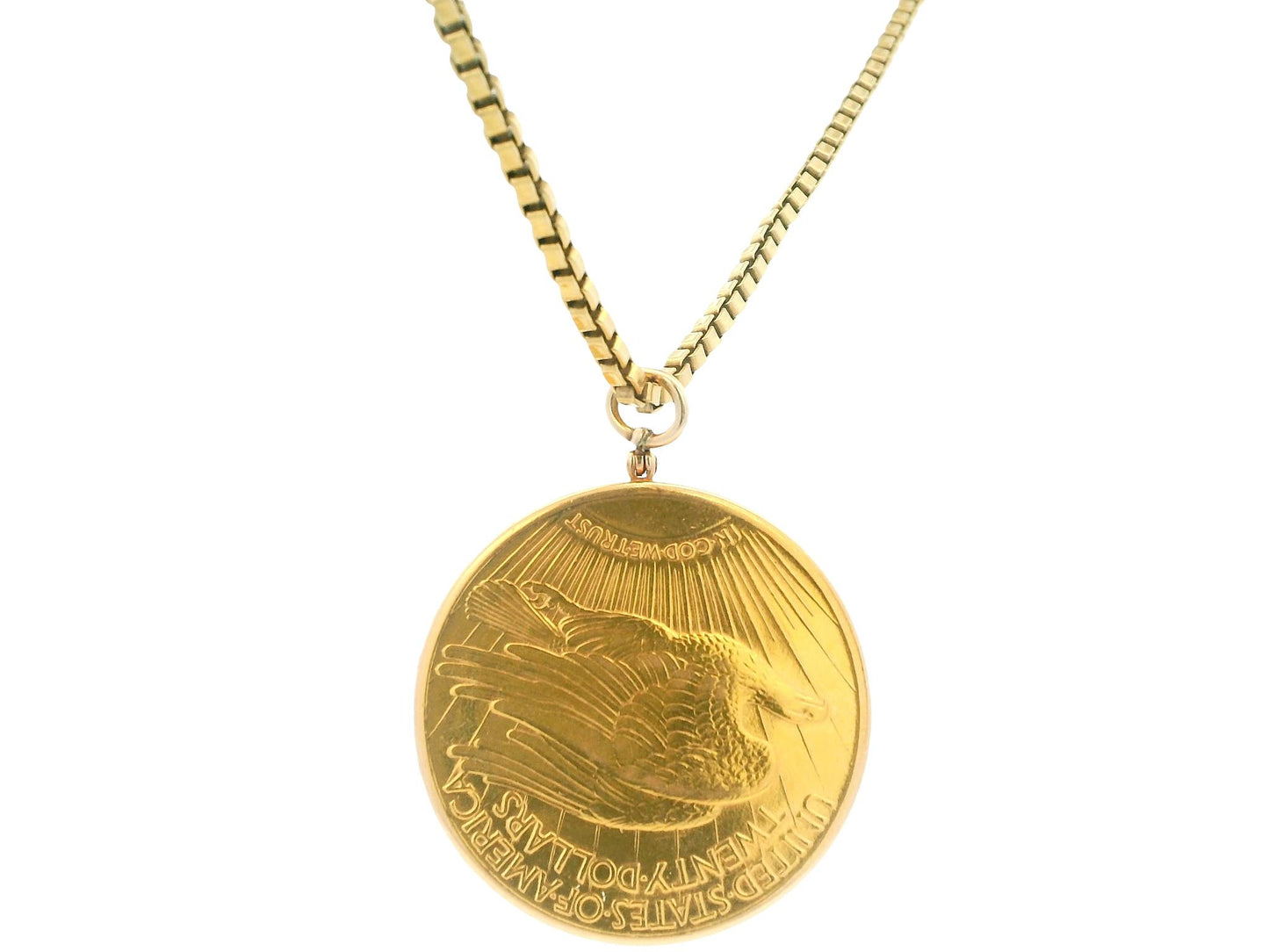 Gubelin $20 Coin Pend Watch on 18K Yellow Gold box-chain