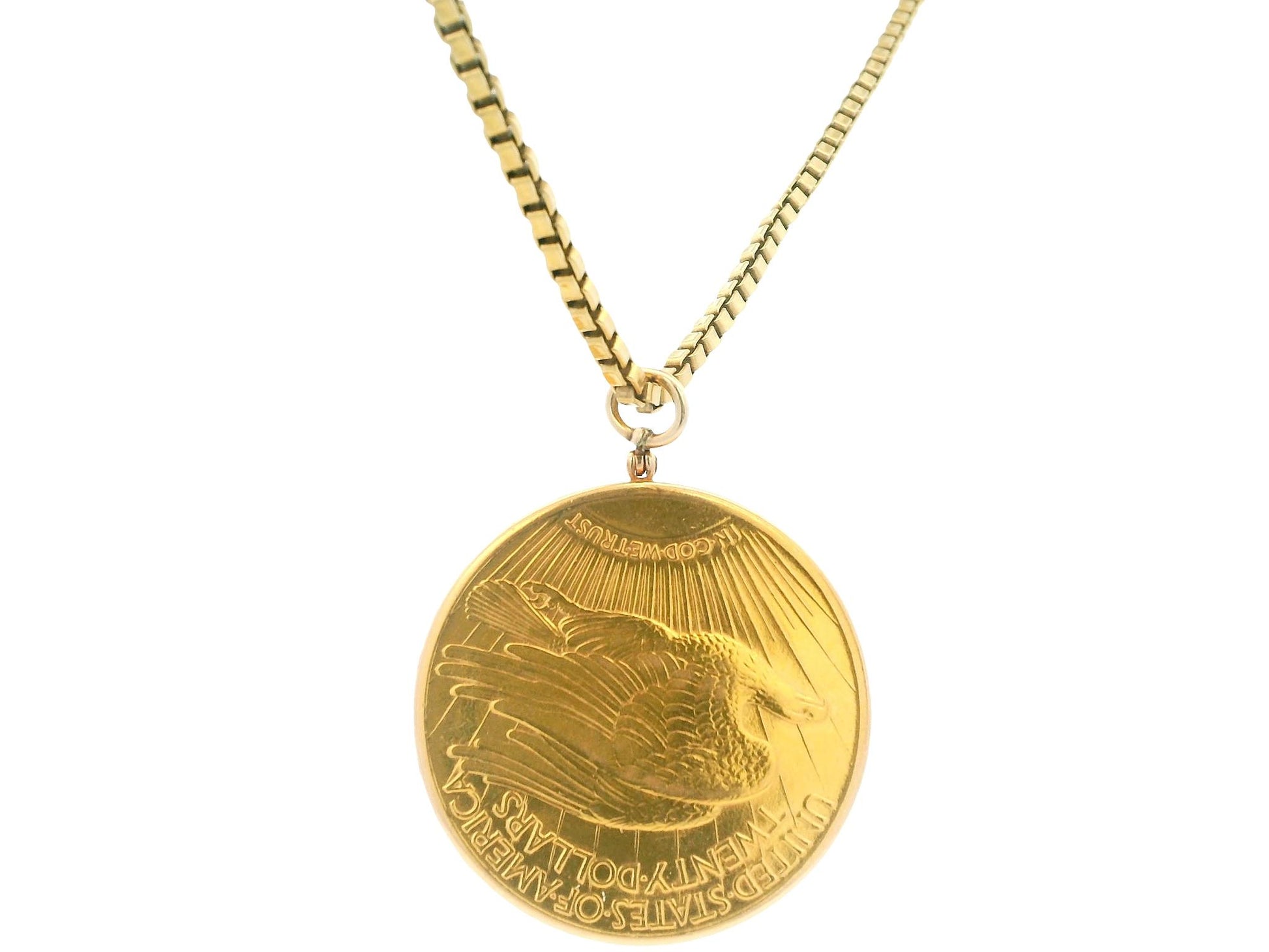 Gubelin $20 Coin Pend Watch on 18K Yellow Gold box-chain