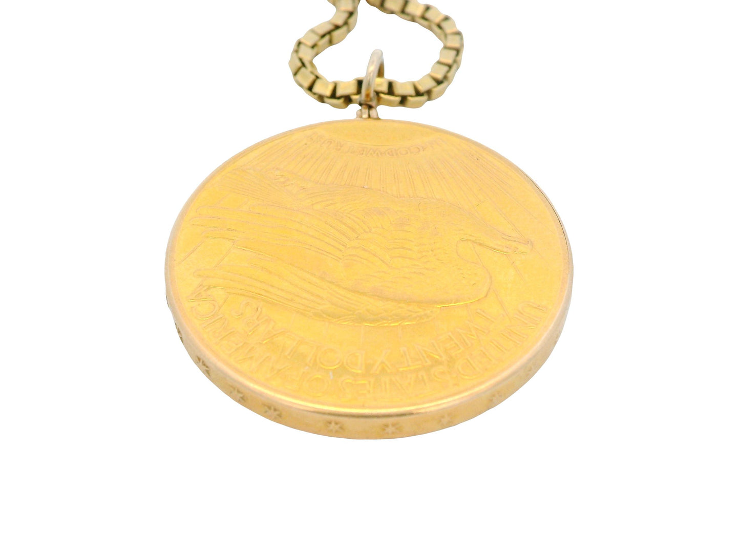 Gubelin $20 Coin Pend Watch on 18K Yellow Gold box-chain