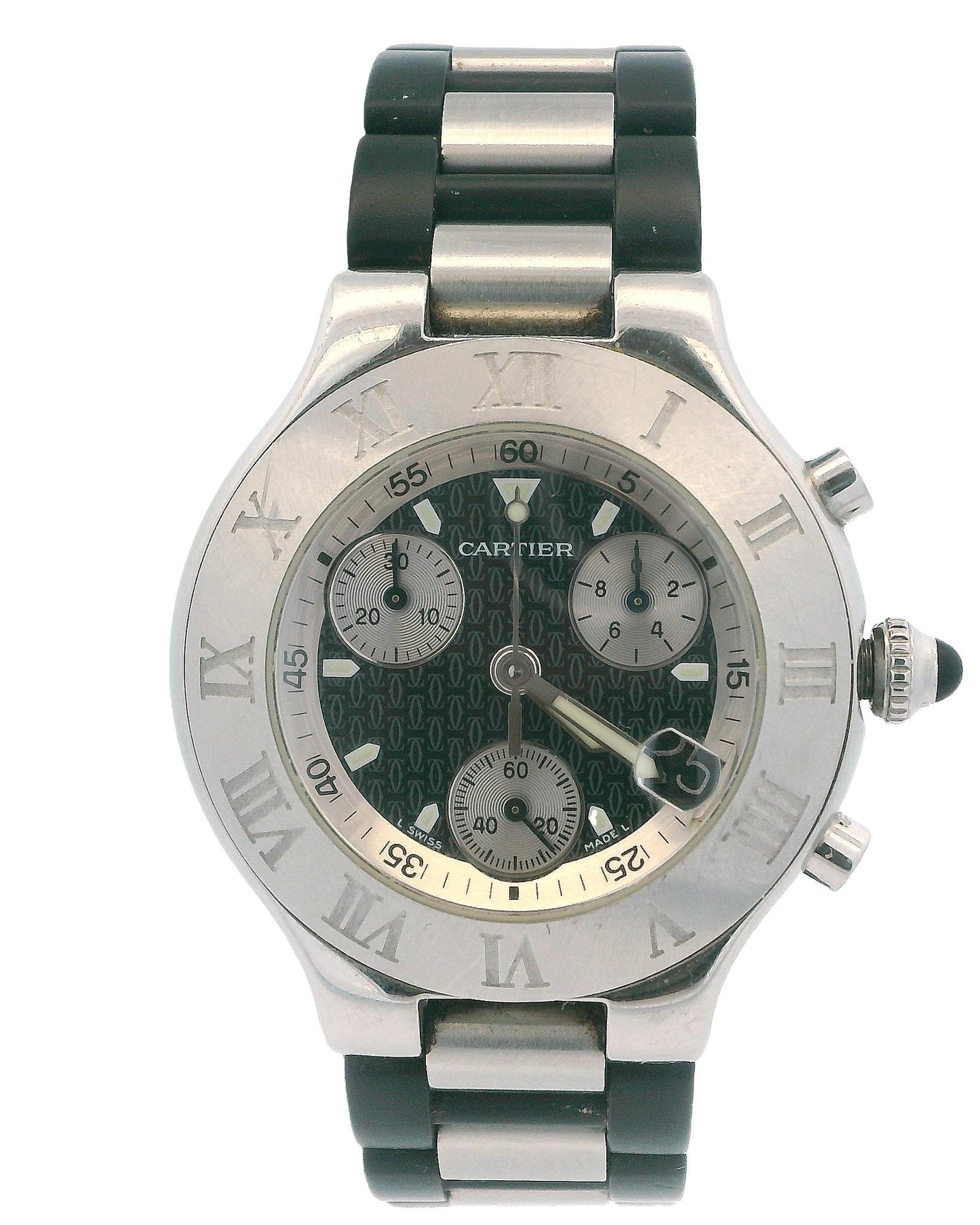 Cartier 21 Chronoscaph W10125U2 Stainless Steel & Rubber Watch