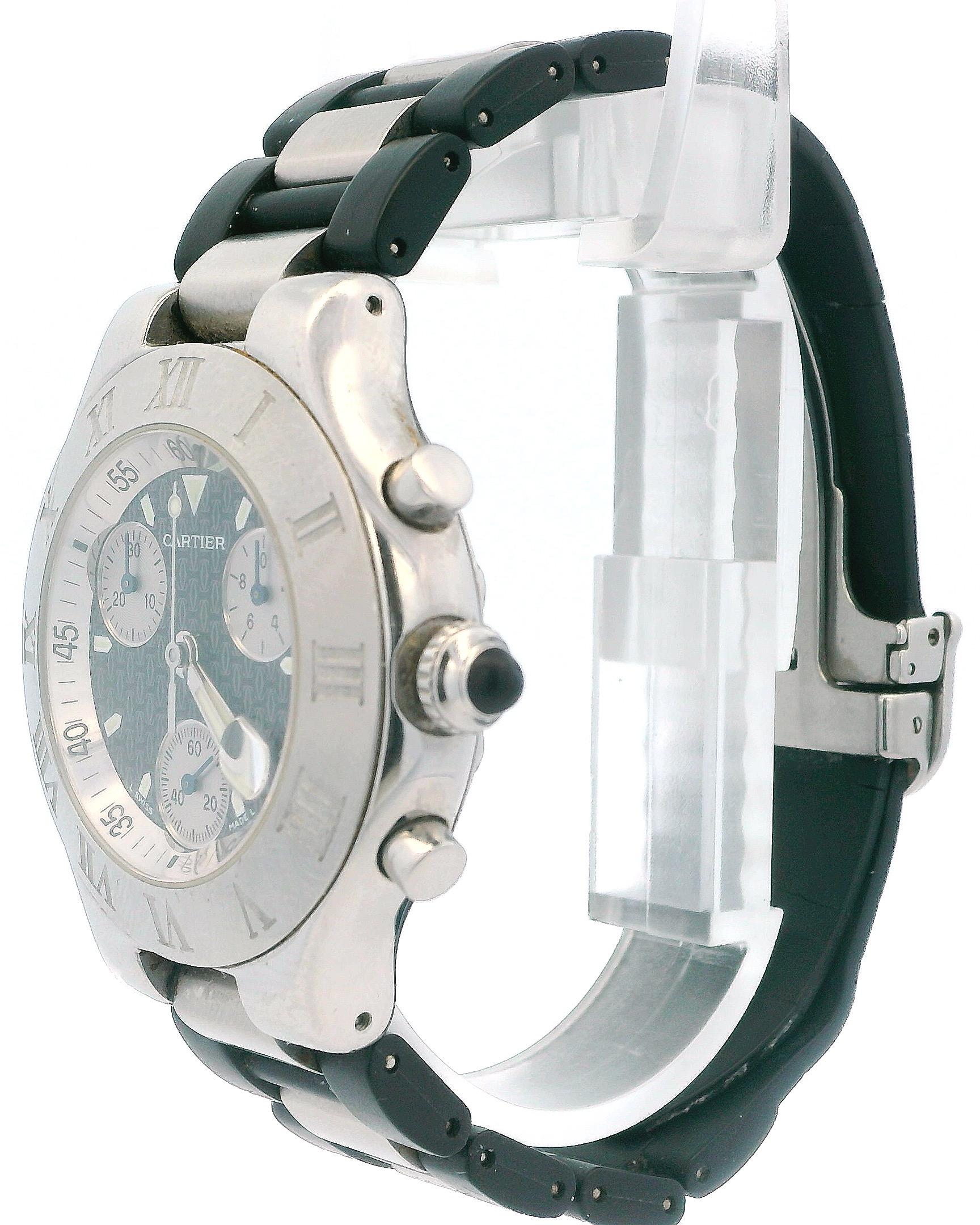 Cartier 21 Chronoscaph W10125U2 Stainless Steel & Rubber Watch