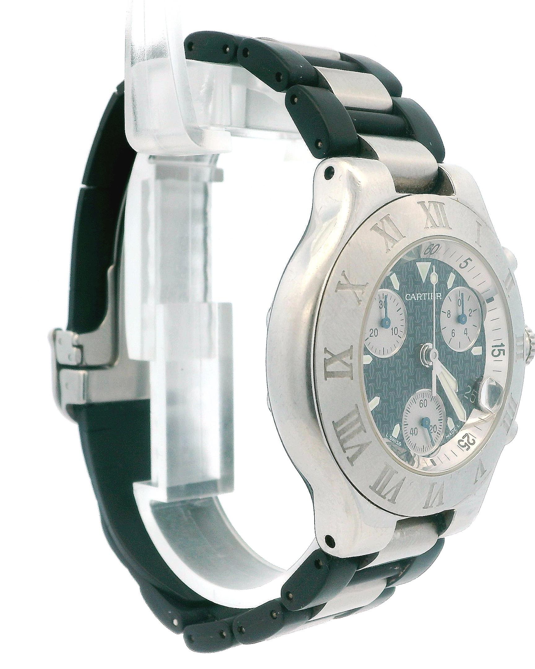Cartier 21 Chronoscaph W10125U2 Stainless Steel & Rubber Watch