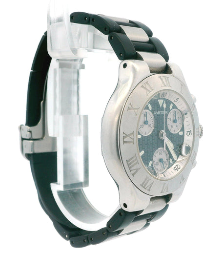 Cartier 21 Chronoscaph W10125U2 Stainless Steel & Rubber Watch