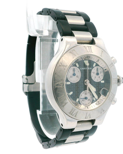 Cartier 21 Chronoscaph W10125U2 Stainless Steel & Rubber Watch