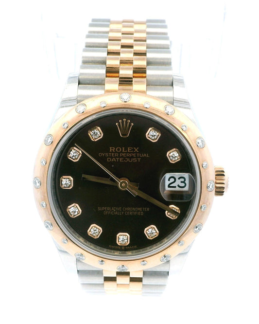Rolex 278341RBR Midsize 18K Rose Gold Chocolate Diamond Dial & Bezel Box & Card