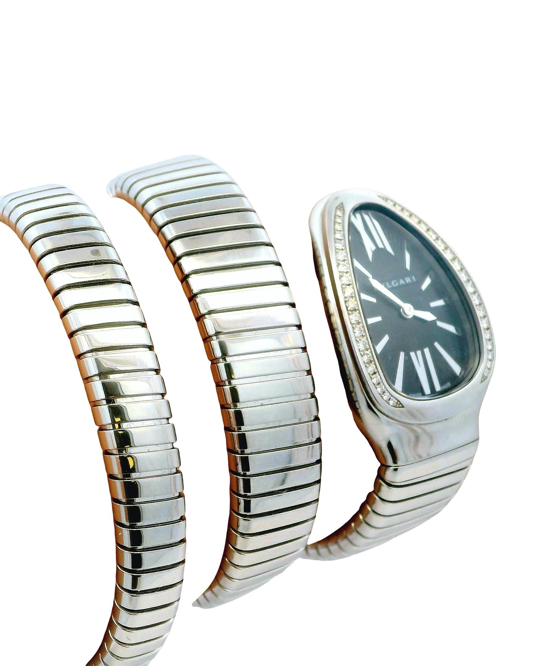 Bvlgari Serpenti SP35S Double Spiral Bracelet Stainless Steel Ladies Watch