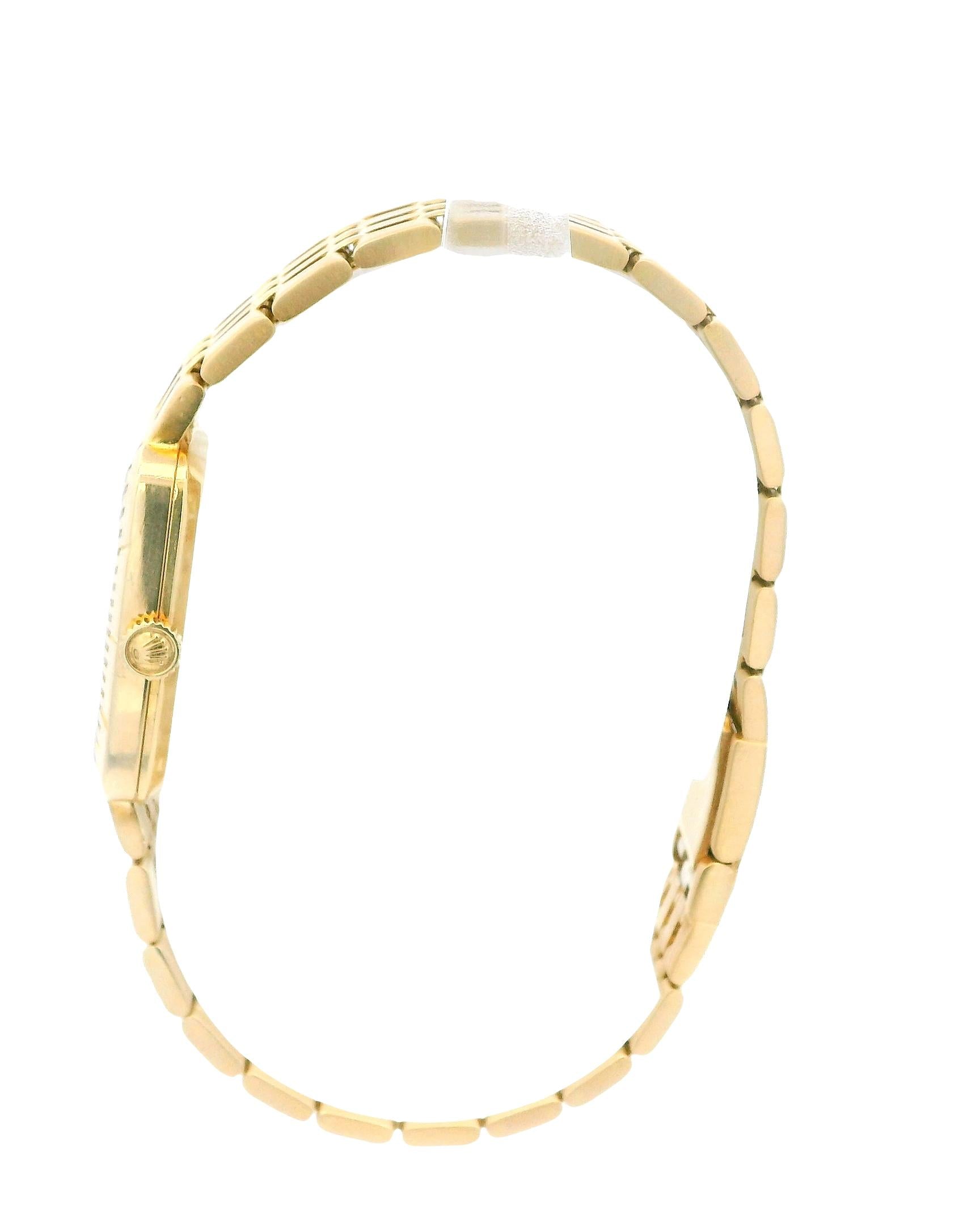 Rolex Cellini Tonneau 4080 Diamond Dial Flor Bar Link Bracelet W/Papers