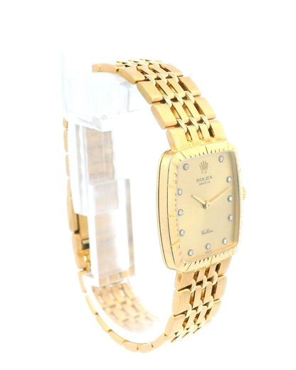 Rolex Cellini Tonneau 4080 Diamond Dial Flor Bar Link Bracelet W/Papers