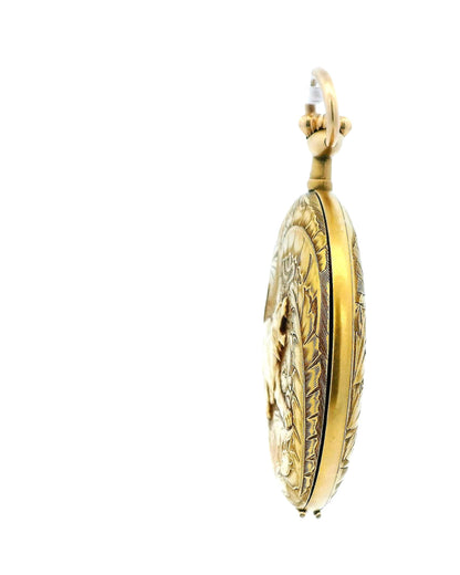Longines 18K Yellow Gold Finely Engraved Jungle & Raised Lion Pocket-Watch