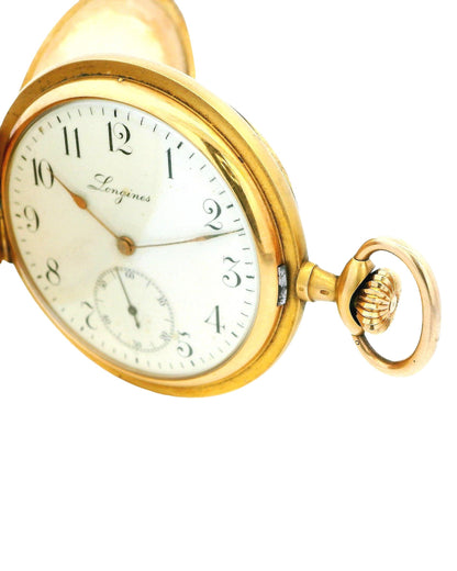 Longines 18K Yellow Gold Finely Engraved Jungle & Raised Lion Pocket-Watch
