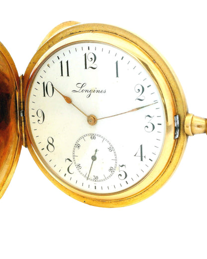 Longines 18K Yellow Gold Finely Engraved Jungle & Raised Lion Pocket-Watch