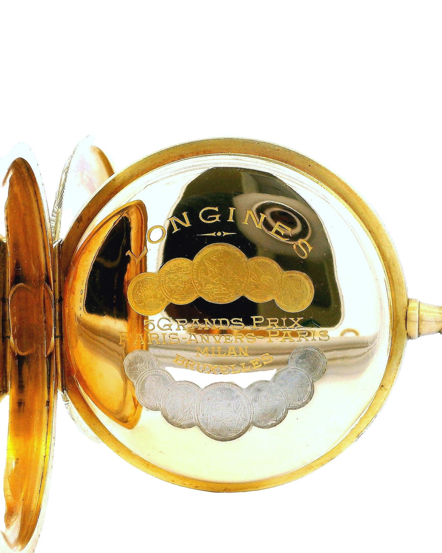 Longines 18K Yellow Gold Finely Engraved Jungle & Raised Lion Pocket-Watch