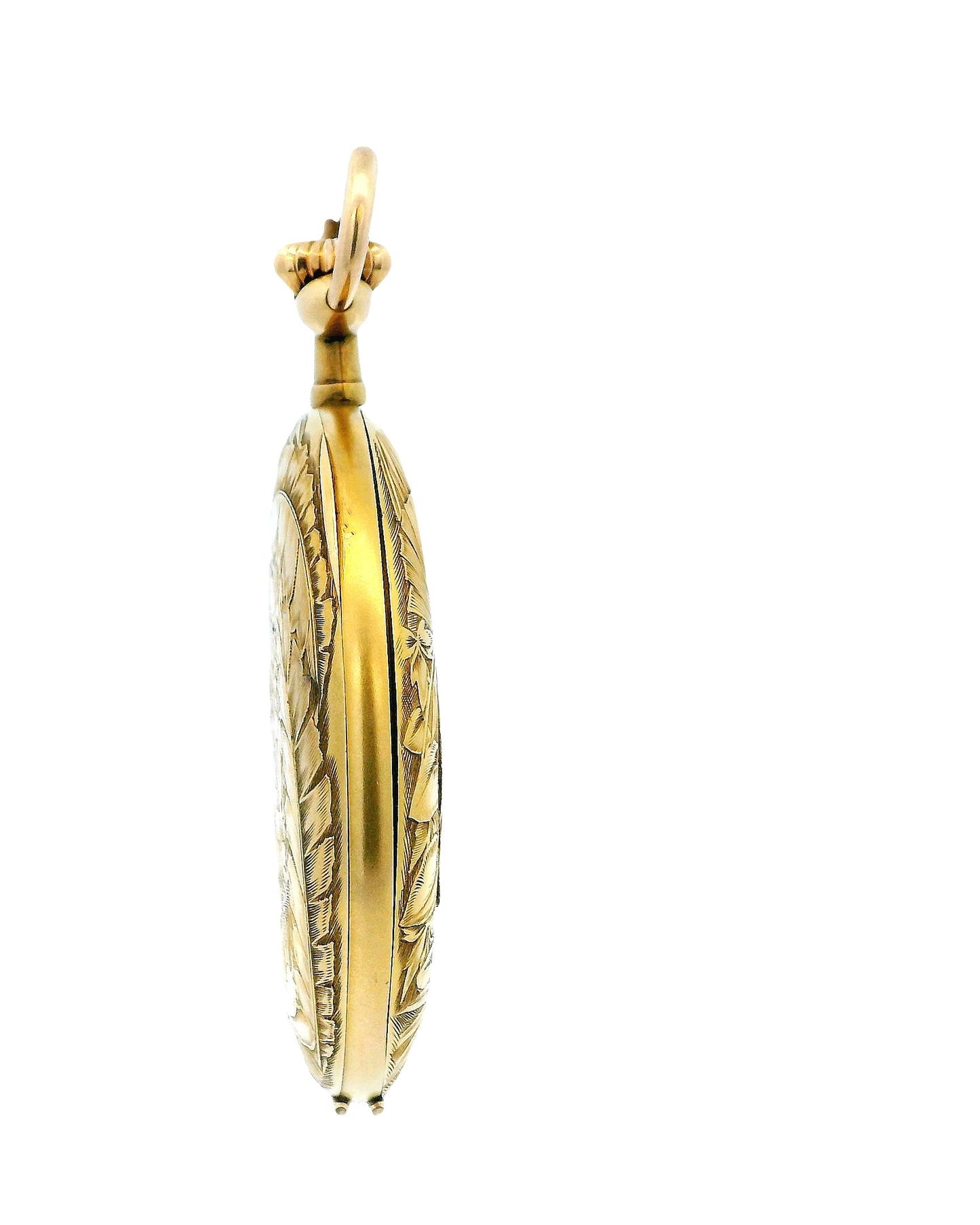 Longines 18K Yellow Gold Finely Engraved Jungle & Raised Lion Pocket-Watch