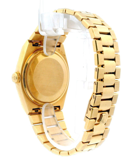 Rolex Day Date Oysterquartz 19018 18K Yellow Gold Burlwood Dial W/Papers