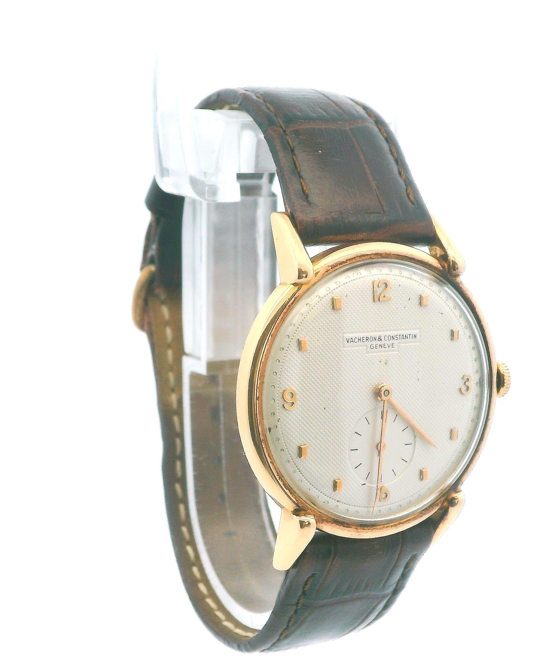 Vacheron Constantin oversize 18K Rose Gold Textured Dial Manual Watch W/Box