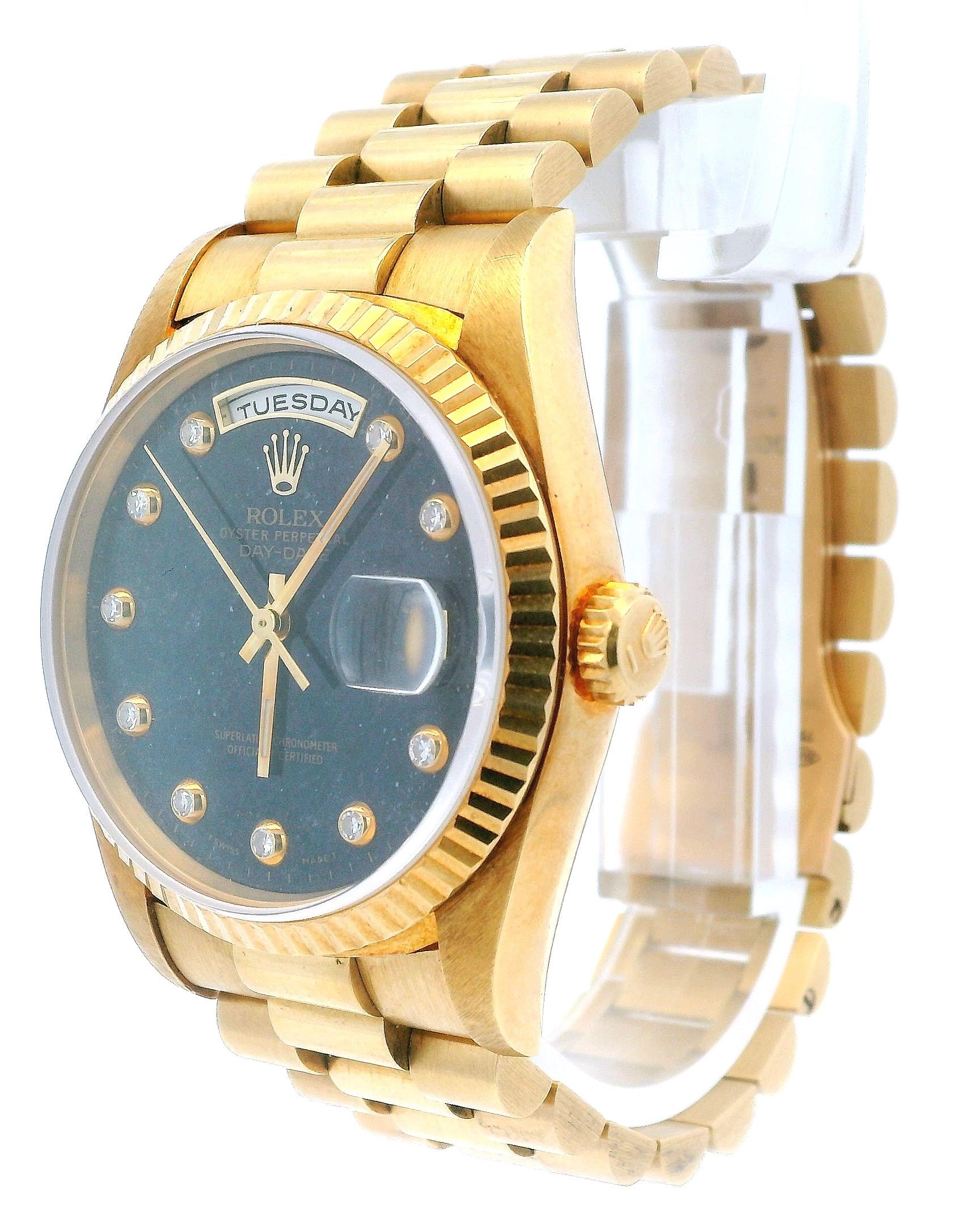 Rolex Day Date 18238 18K Yellow Gold Aventurine "pinball" Dial Watch