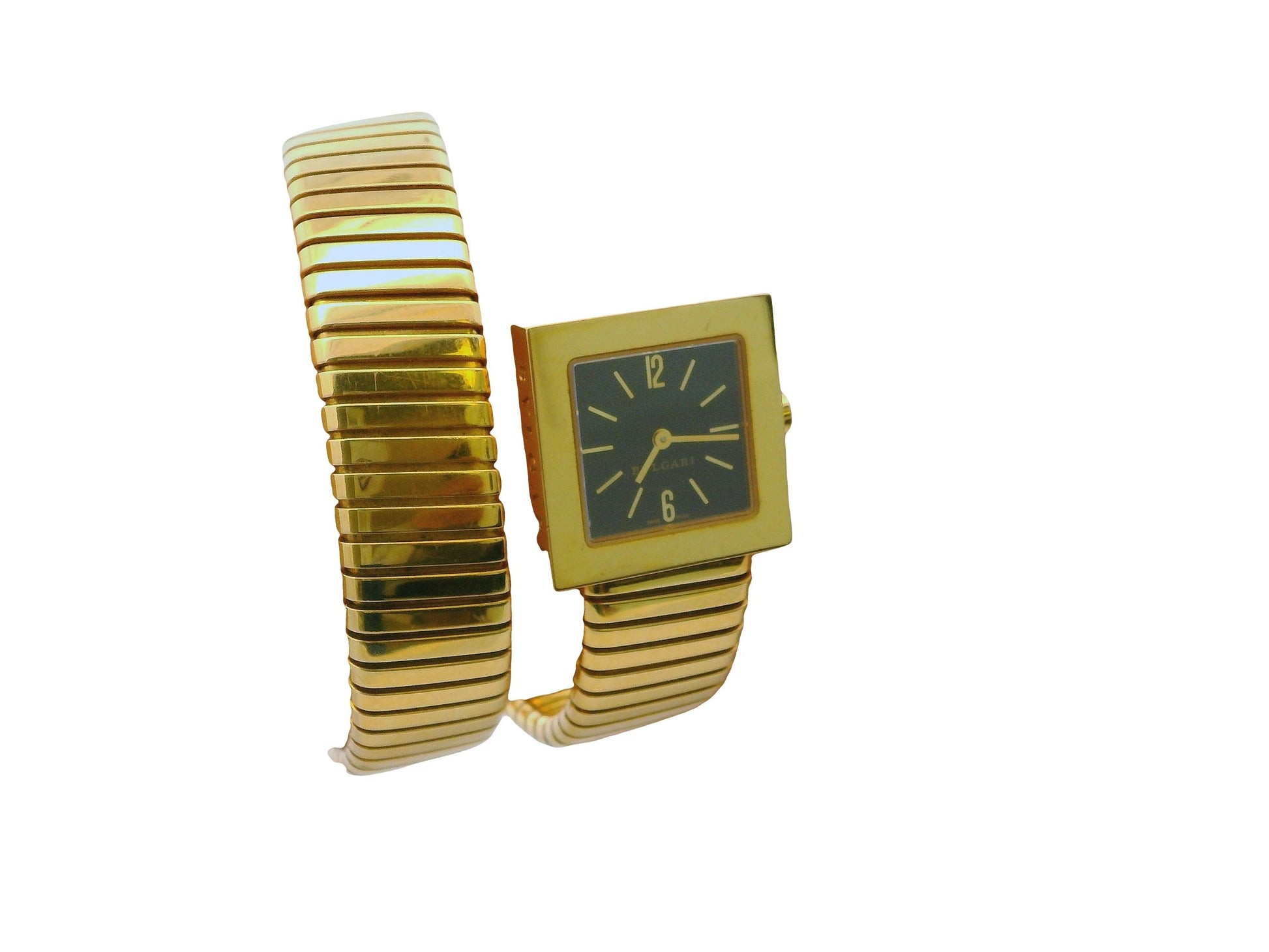 Bvlgari Tubogas SQ221TG Quadratto 18k Yellow Gold Vintage Watch