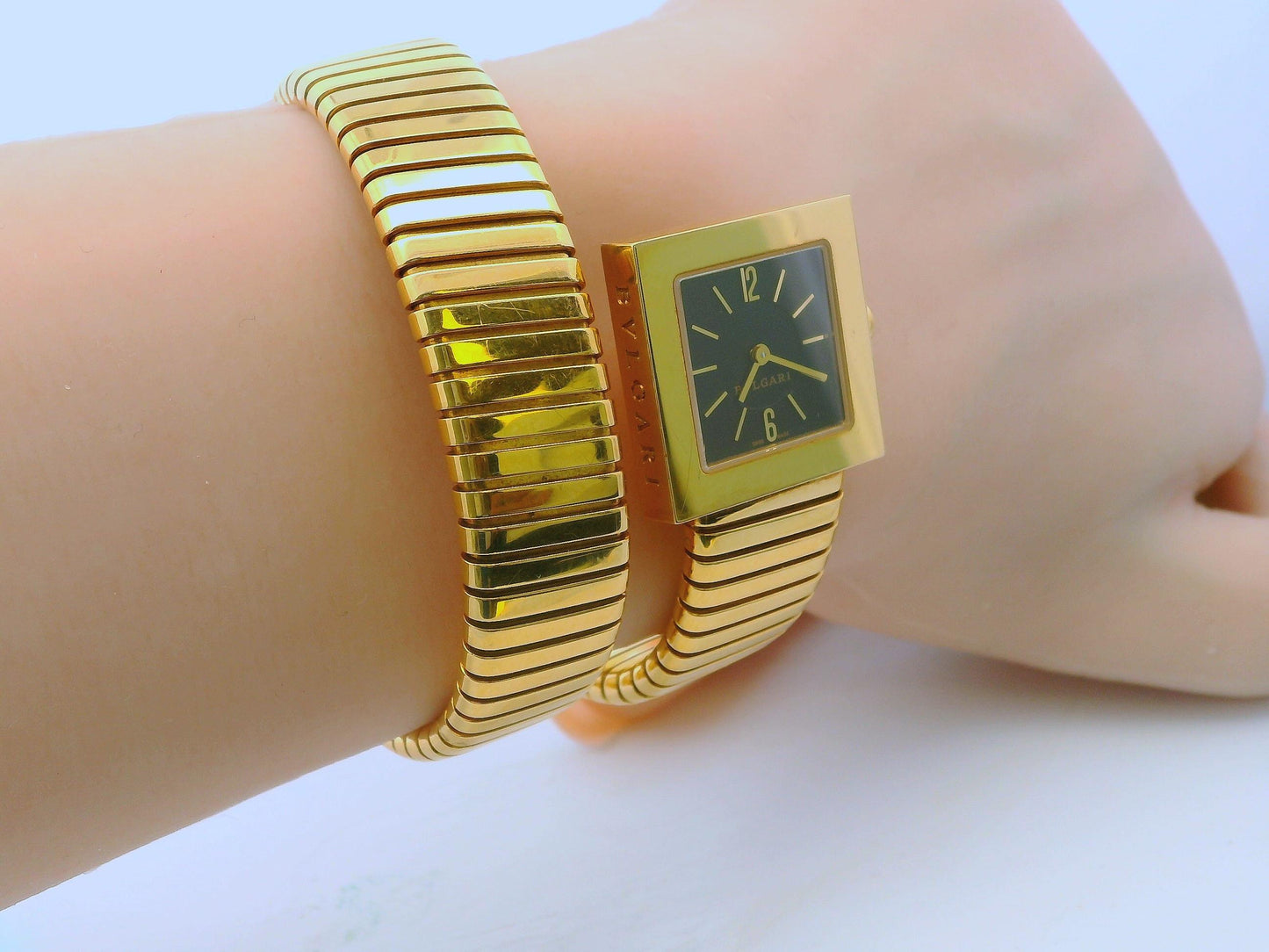 Bvlgari Tubogas SQ221TG Quadratto 18k Yellow Gold Vintage Watch